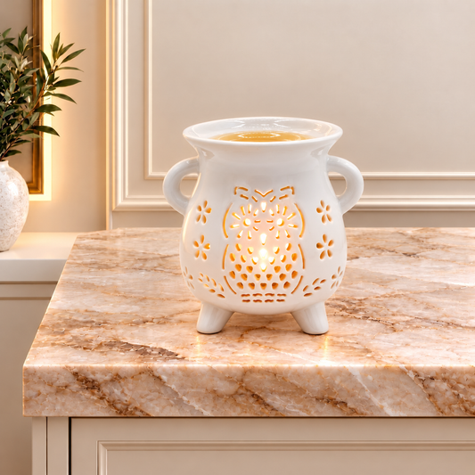 Caildren Oil Burner - Owl - White