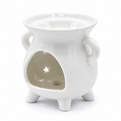 Cauldron Oil Burner - Moon Phase - White