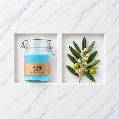 Italian Pure Olive Wax Candle | Turquoise