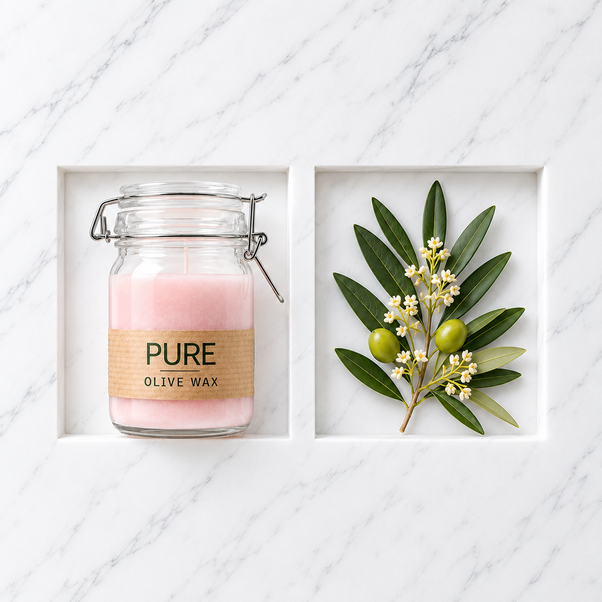 Italian Pure Olive Wax Candle | Antique Rose