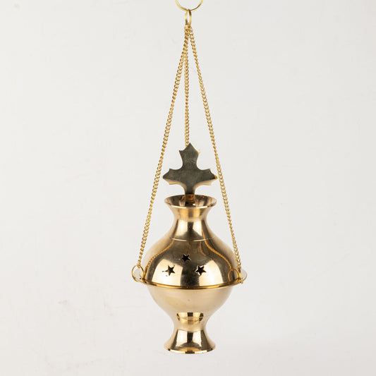 Hanging Brass Incense Burner - Cross