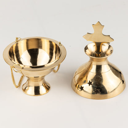 Hanging Brass Incense Burner - Cross