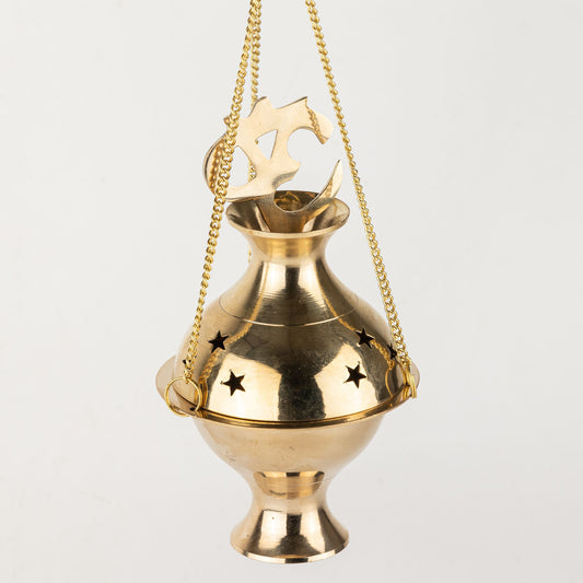 Hanging Brass Incense Burner - Om
