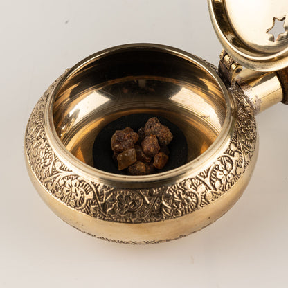 Censer Incense Burner with Wooden Handle - Pentagram