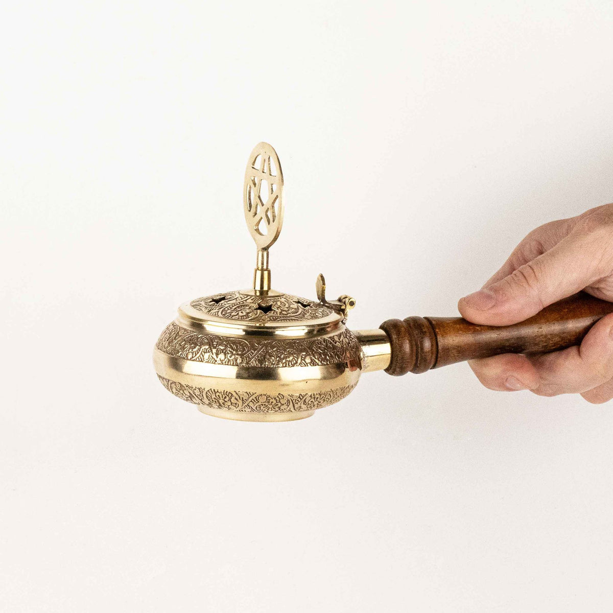 Censer Incense Burner with Wooden Handle - Pentagram