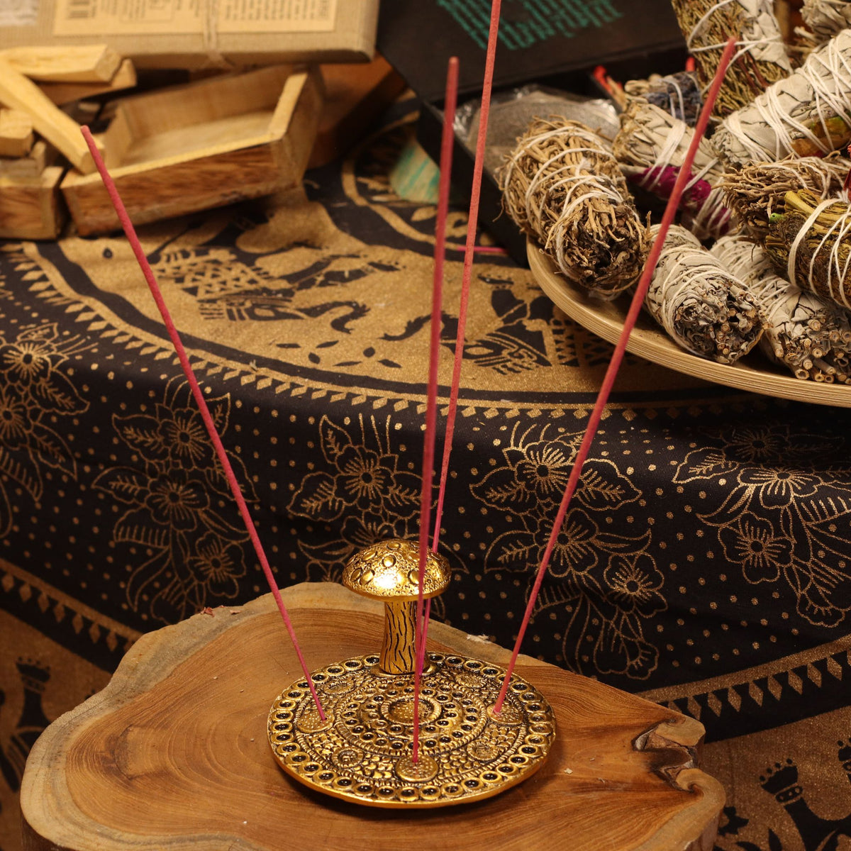 Mushroom Plate  - Brass Effect - Incense Holder