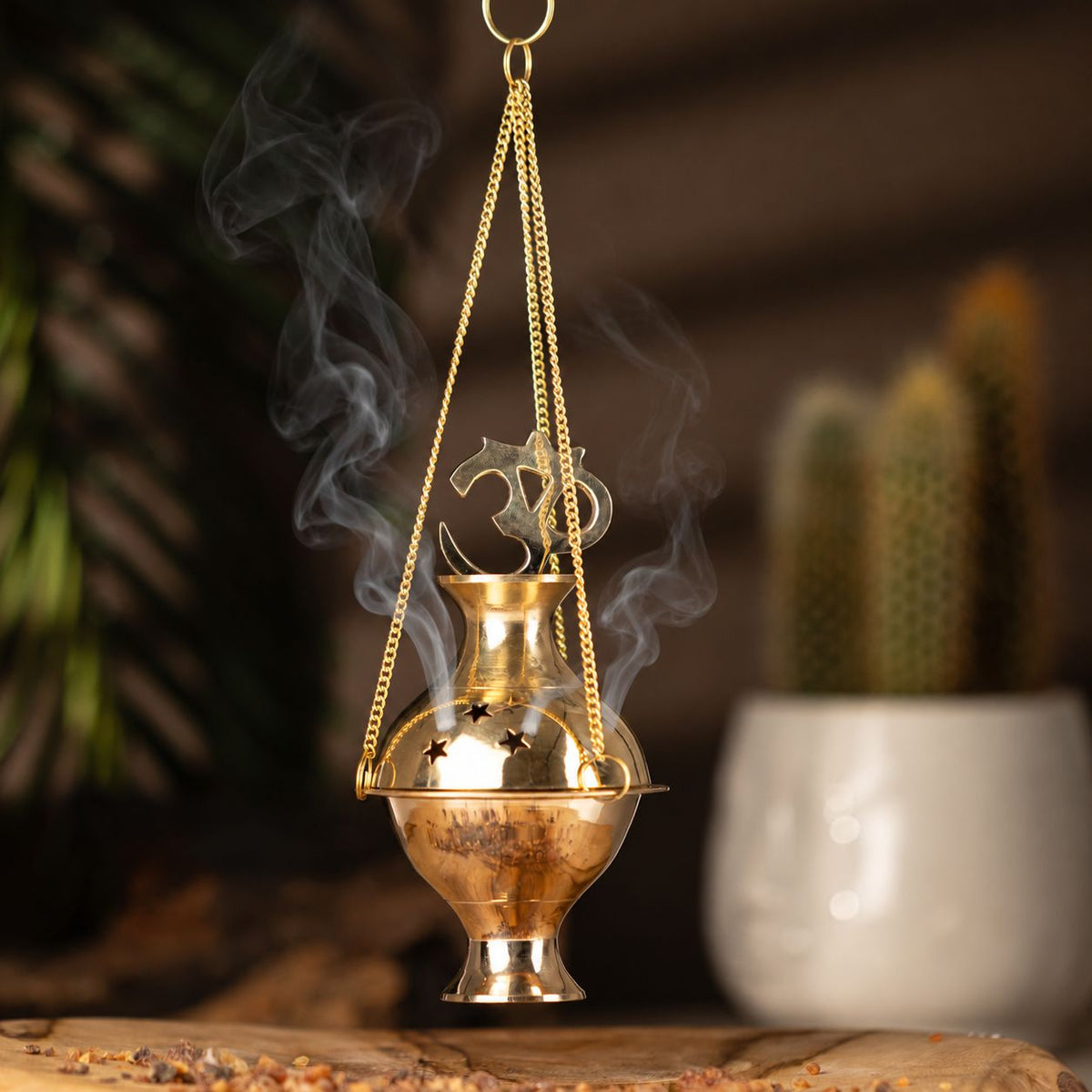 Hanging Brass Incense Burner - Om