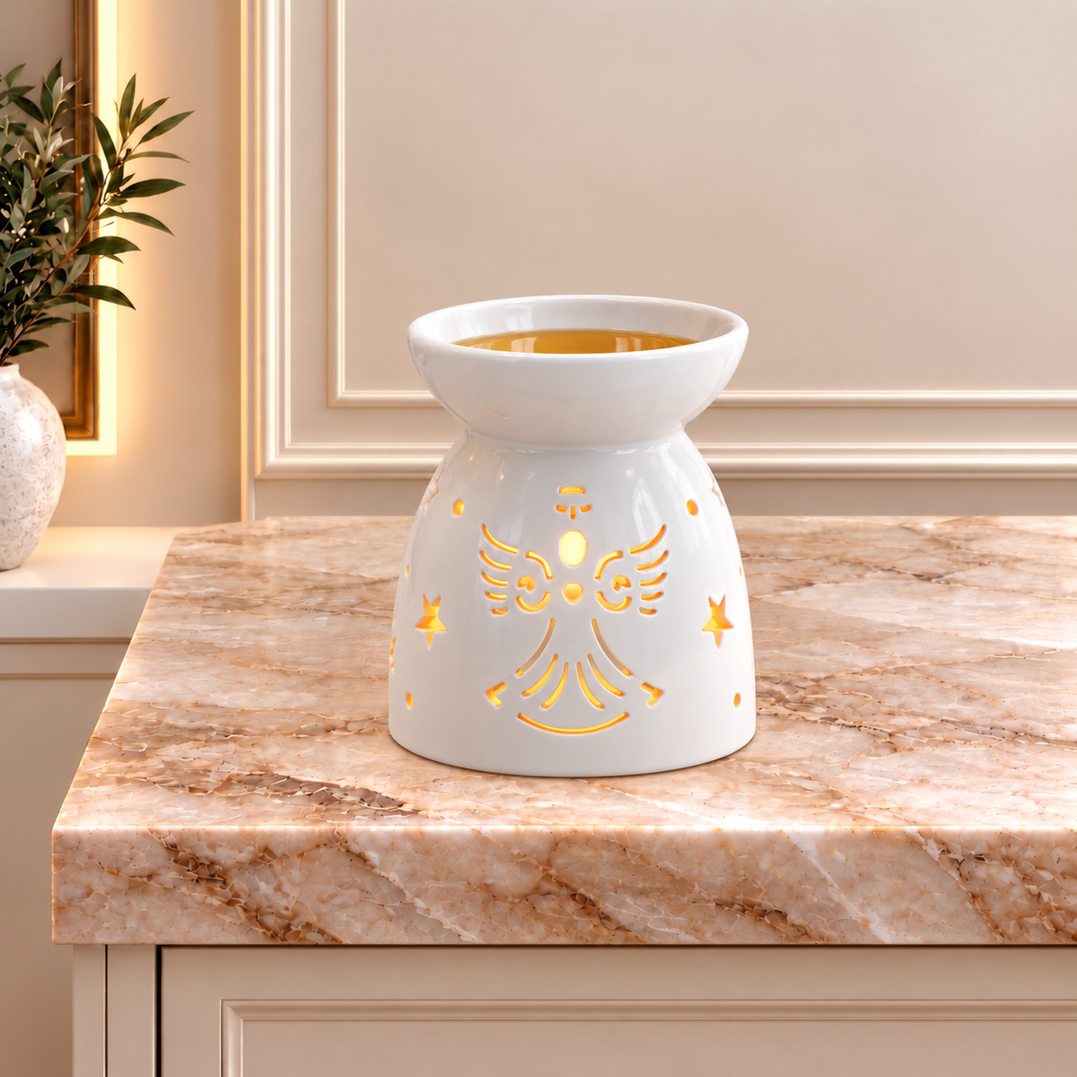 Oil Burner Angel Cut Out- White