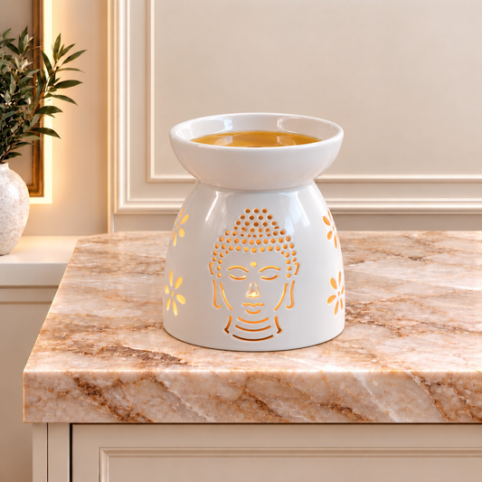 Oil Burner Buddha Cut Out- White