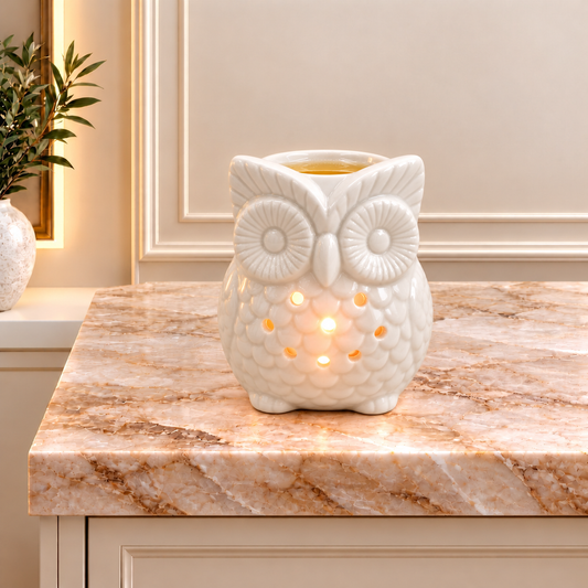 Classic White Oil Burner - Tall Owl